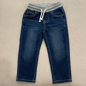 Cat & Jack Navy Blue Jogger-Style Kids Jeans with Gray Waistband